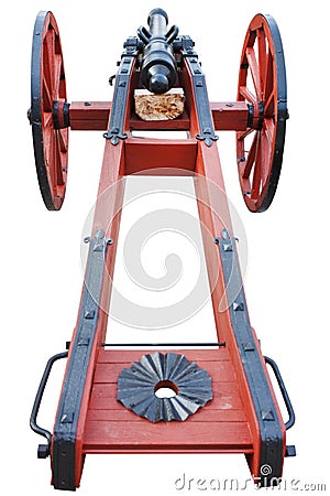 old vintage red gunpowder post-medieval artillery cannon Stock Photo