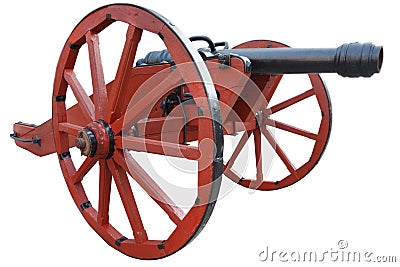 old vintage red gunpowder post-medieval artillery cannon Stock Photo