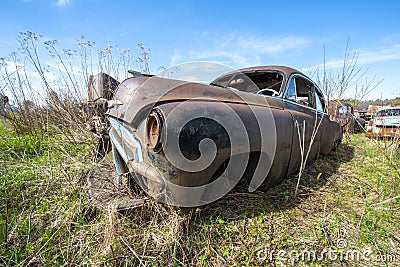 Old Vintage Junk yard Car, Rust Stock Photo