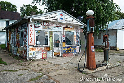 Old Vintage Retro Gas Station Editorial Stock Photo