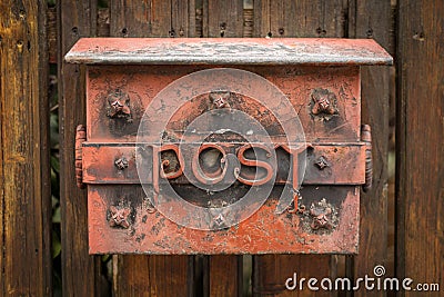 An old vintage rusty mailbox in Austria Stock Photo