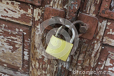 Old vintage rusty padlock Stock Photo