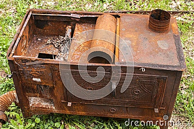 Old vintage rusty stove Stock Photo