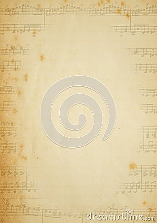 Old vintage sheet music border - A4 in size Stock Photo