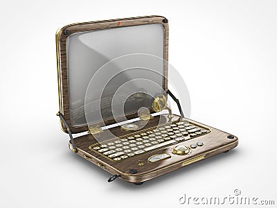 Old vintage steam punk laptop computer Stock Photo