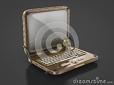 Old vintage steam punk laptop Stock Photo