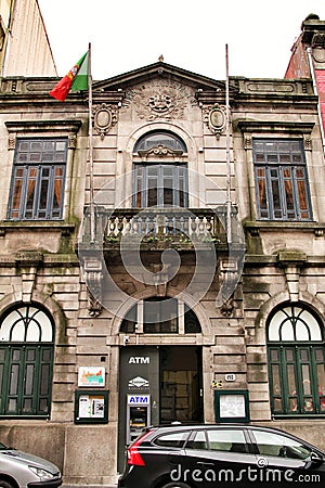 Old and vintage stone facade in Porto city Editorial Stock Photo