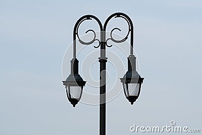 Old vintage street light lamp iron glass Stock Photo