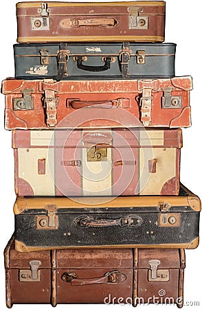 Old Vintage Suitcase, Suitcases, Isolated, Luggage Stock Photo