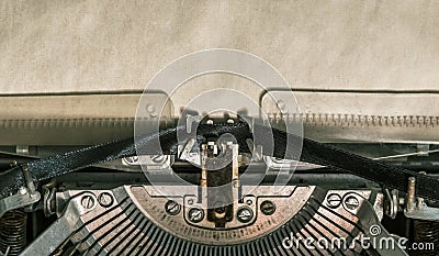 Old vintage typewriter with blank paper. close-up Stock Photo