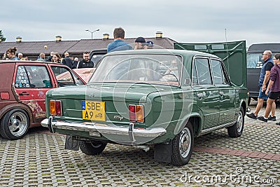 Old vintage Polish veteran sedan car Polski Fiat 125p parked Editorial Stock Photo