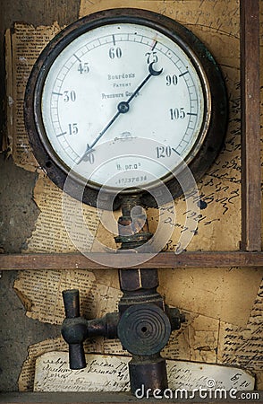 Old vintage water pressure meter Editorial Stock Photo