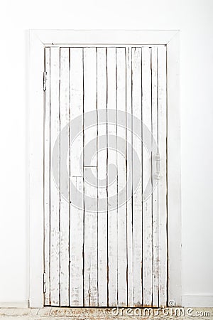 Old vintage white wooden door. Stock Photo