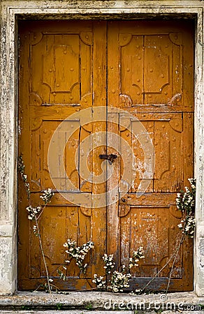 Old vintage wooden door Stock Photo