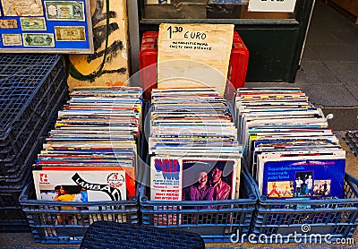 Old Vinyl LP Records, Athens Flea Market, Greece Editorial Stock Photo