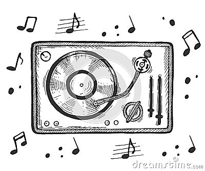 Old vinyl player with no name plate Vector Illustration