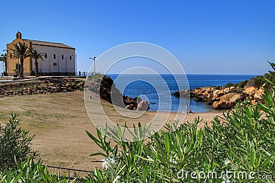 Old Virgen del Carmen hermitage in Isla Plana village Editorial Stock Photo