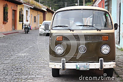 Old VW van on cobble stone Editorial Stock Photo