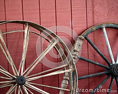 Old wagon wheels Stock Photo