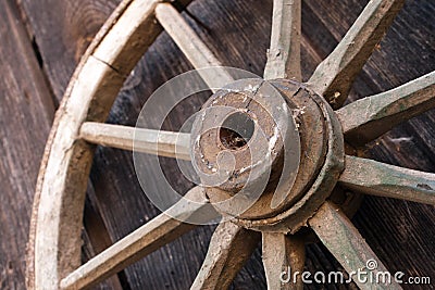 Old wagon wheels antique Stock Photo