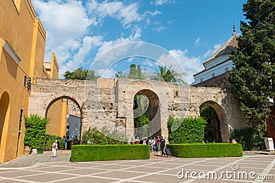 Old wall Royal Alcazar of Sevilla Editorial Stock Photo