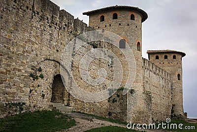 Old walled citadel. Roman towers. Carcassonne. France Stock Photo