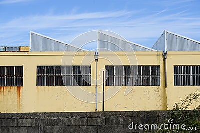 Old warehouse grafic and colored forms Stock Photo