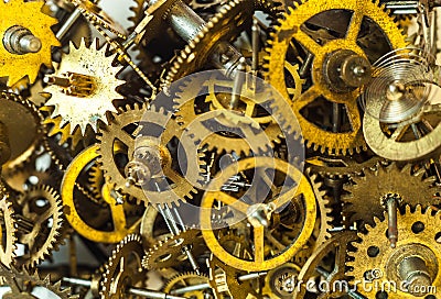 Old watch gears background Stock Photo