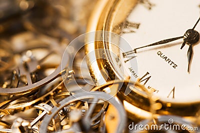 Old Watch and Gears Stock Photo