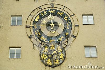 Old watch with zodiac signs Stock Photo