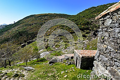 Old water mills in Galicia Stock Photo