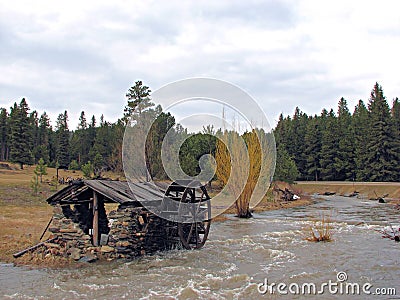 Old Water Wheel Shed Stock Photo