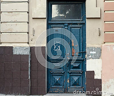 Old weathered blue door Stock Photo