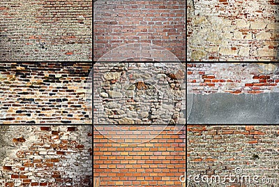 Old weathered brick walls textures Stock Photo