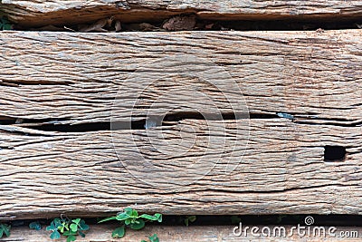 Old Weathered Cracked Wooden railroad tie Texture Stock Photo