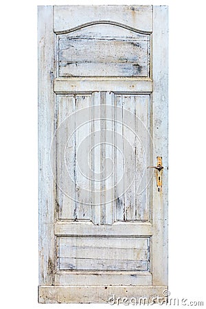 Old weathered door with cracked white paint Stock Photo