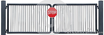 Old Weathered Gate Stop Sign Black Isolated Stock Photo