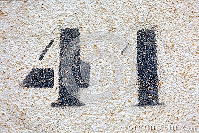 Old Weathered House Number 41, Spray on Wall Stock Photo