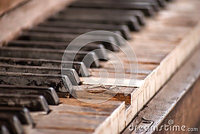 Old and Weathered Piano Keys Stock Photo