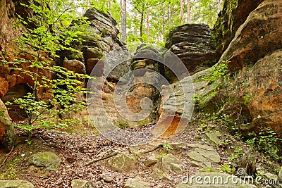 Old weathered rocks background. The Hell Rocks Stock Photo