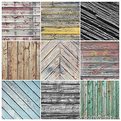 Old weathered wood collage Stock Photo