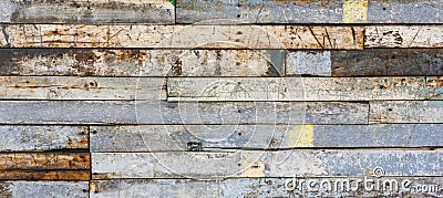 Weathered Wooden Wall Background Banner with Chipped Paint Stock Photo