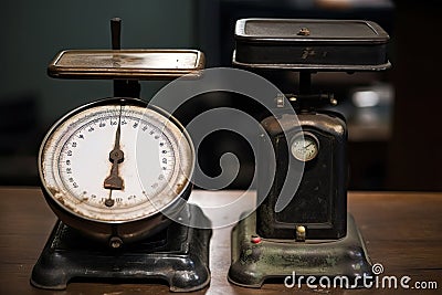 old weight, displayed on scale for comparison against current weight Stock Photo