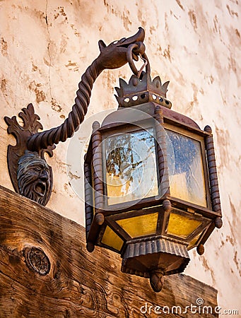 Antique Spanish style exterior lamp Stock Photo