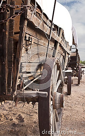 Old West Covered Wagon Train Stock Photo