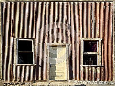 old west prairie wild west store abandoned empty building entrance door closeup vintage bank saloon mercantile Stock Photo