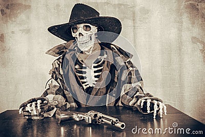 Old West Skeleton Revolver Stock Photo