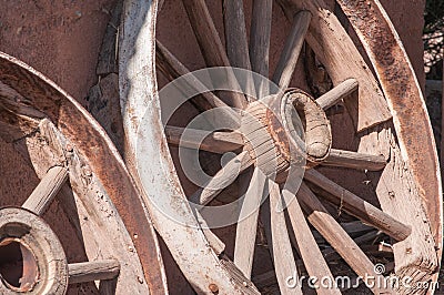 Old West Wagon Wheel Stock Photo