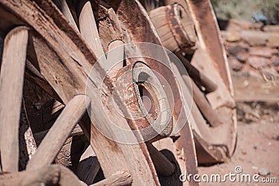 Old West Wagon Wheel Stock Photo