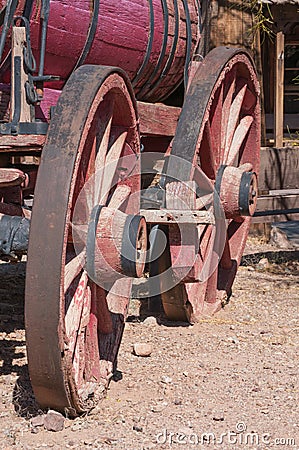 Old West Wagon Wheel Stock Photo